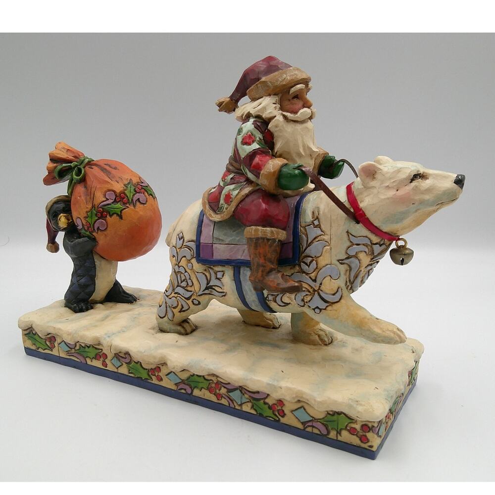 Jim Shore Heartwood Creek Delivery Winter Wishes Santa Polar Bear figurine